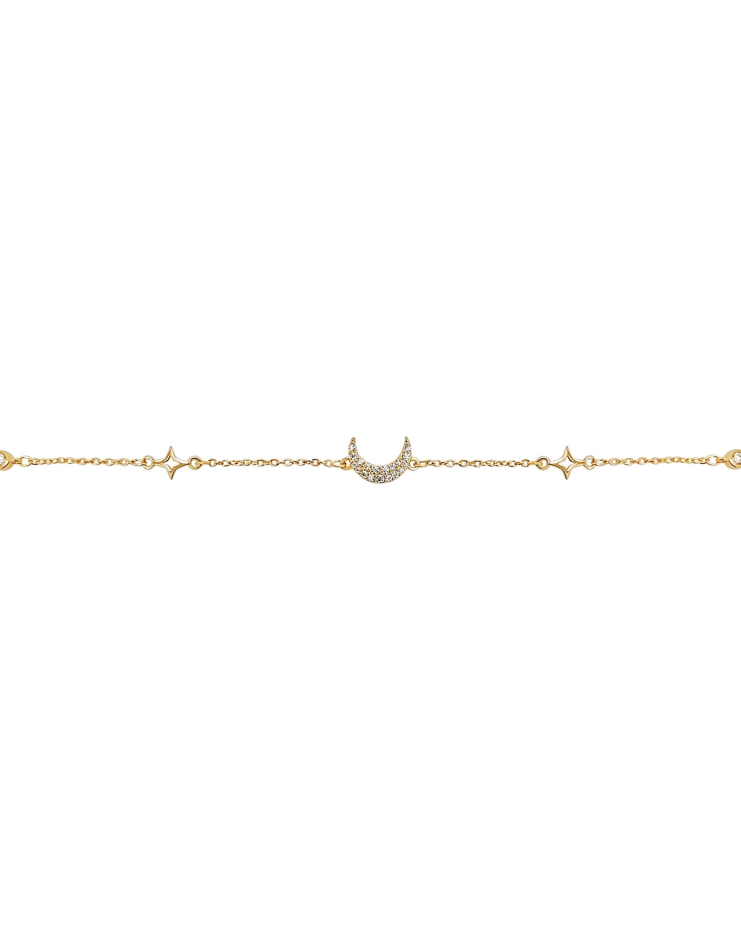 Celeste crescent moon bracelet 18kt 3 micron gold plated
