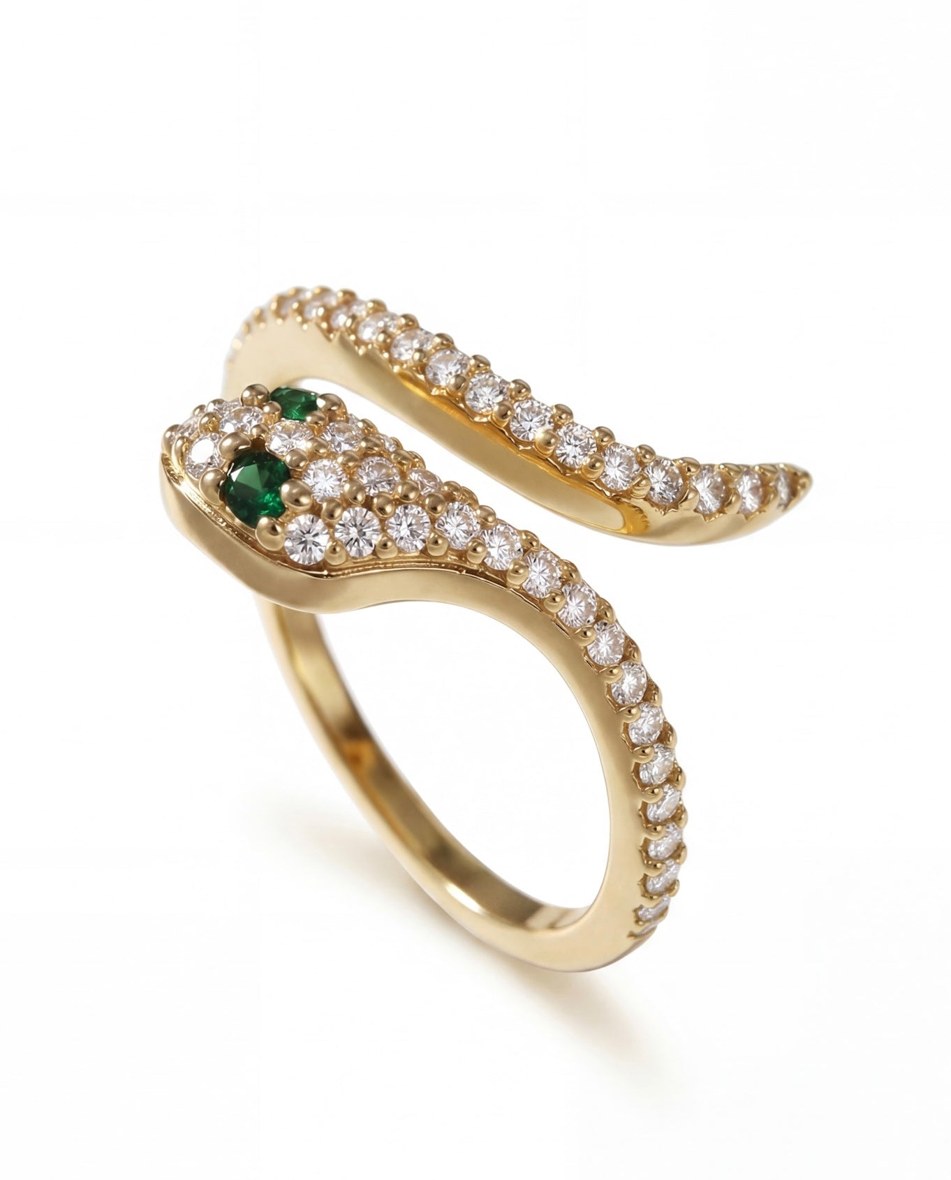 Snake Ring with Cubic Zirconia – Gold Plated or Silver | Amira
