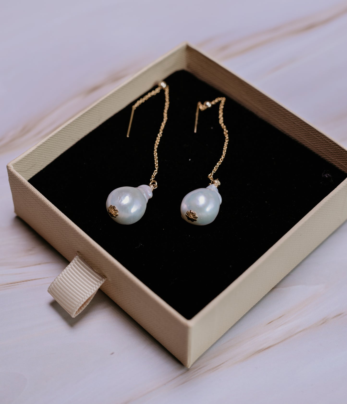 Lira | Baroque Pearl & Gold-Filled Threader Earrings