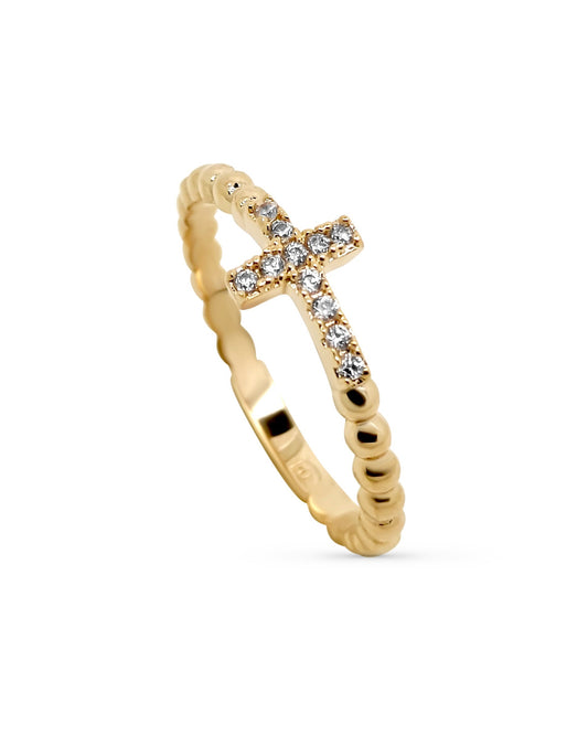 Graceful Cross Ring | 18kt 3-Micron Gold-Plated
