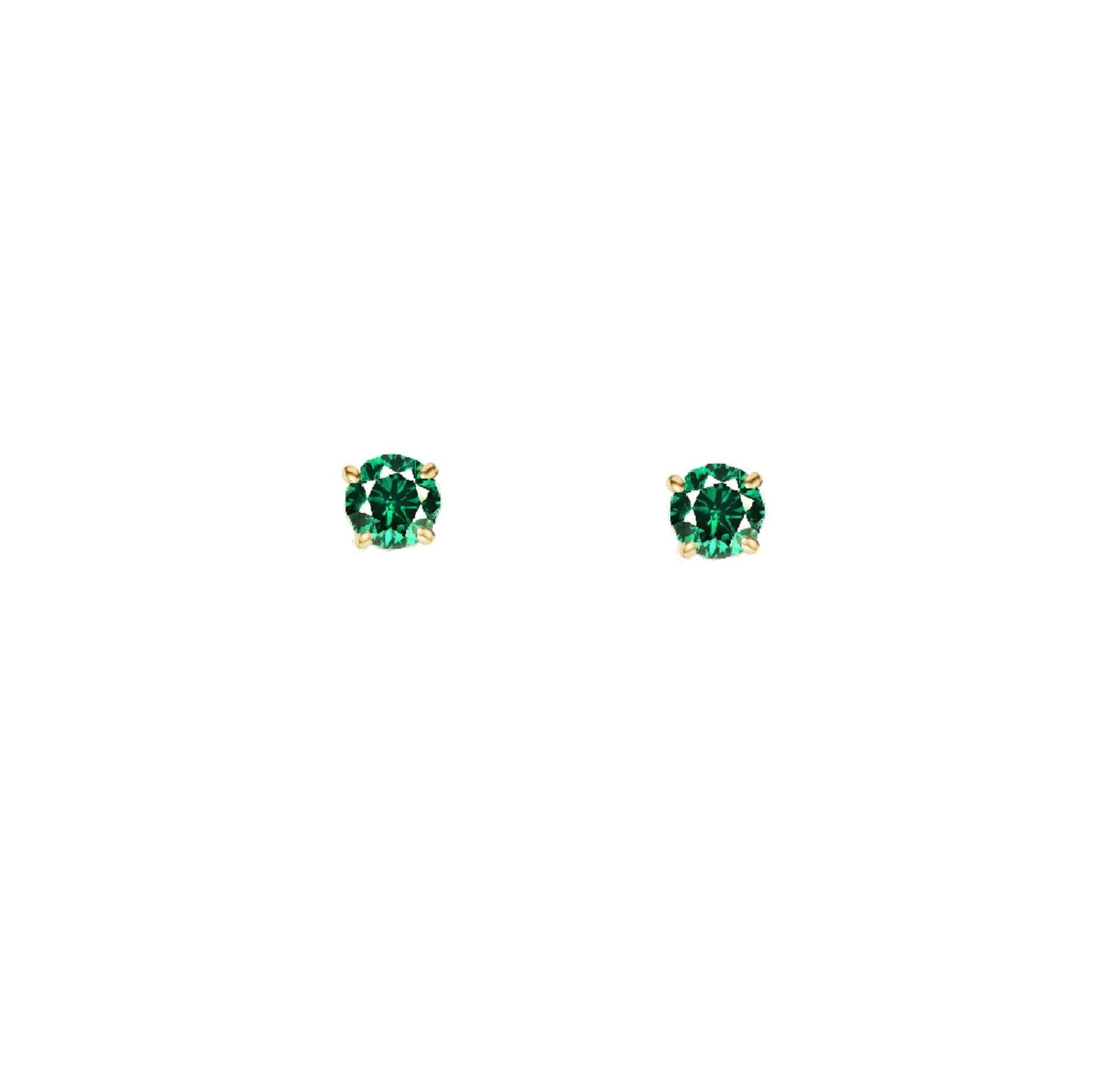 Pair of green gemstone earrings on a white background