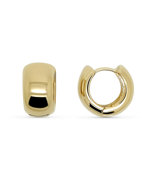 Gold hoop earrings on a white background