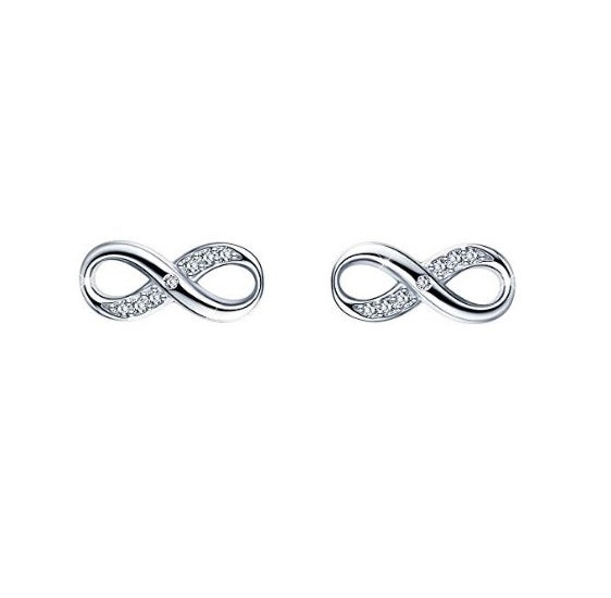 Infinity Studs | 925 Sterling Silver Rhodium Plated