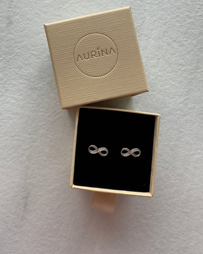 Infinity Studs | 925 Sterling Silver Rhodium Plated