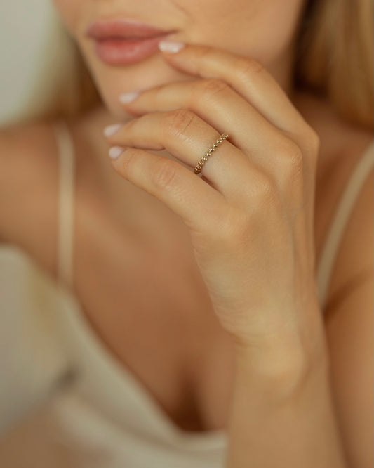 Ball chain ring | 18 kt 3-micron gold plated