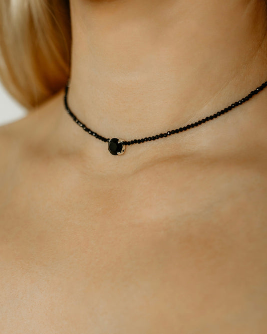 Midnight Spark | Black Necklace with Swarovski Crystal