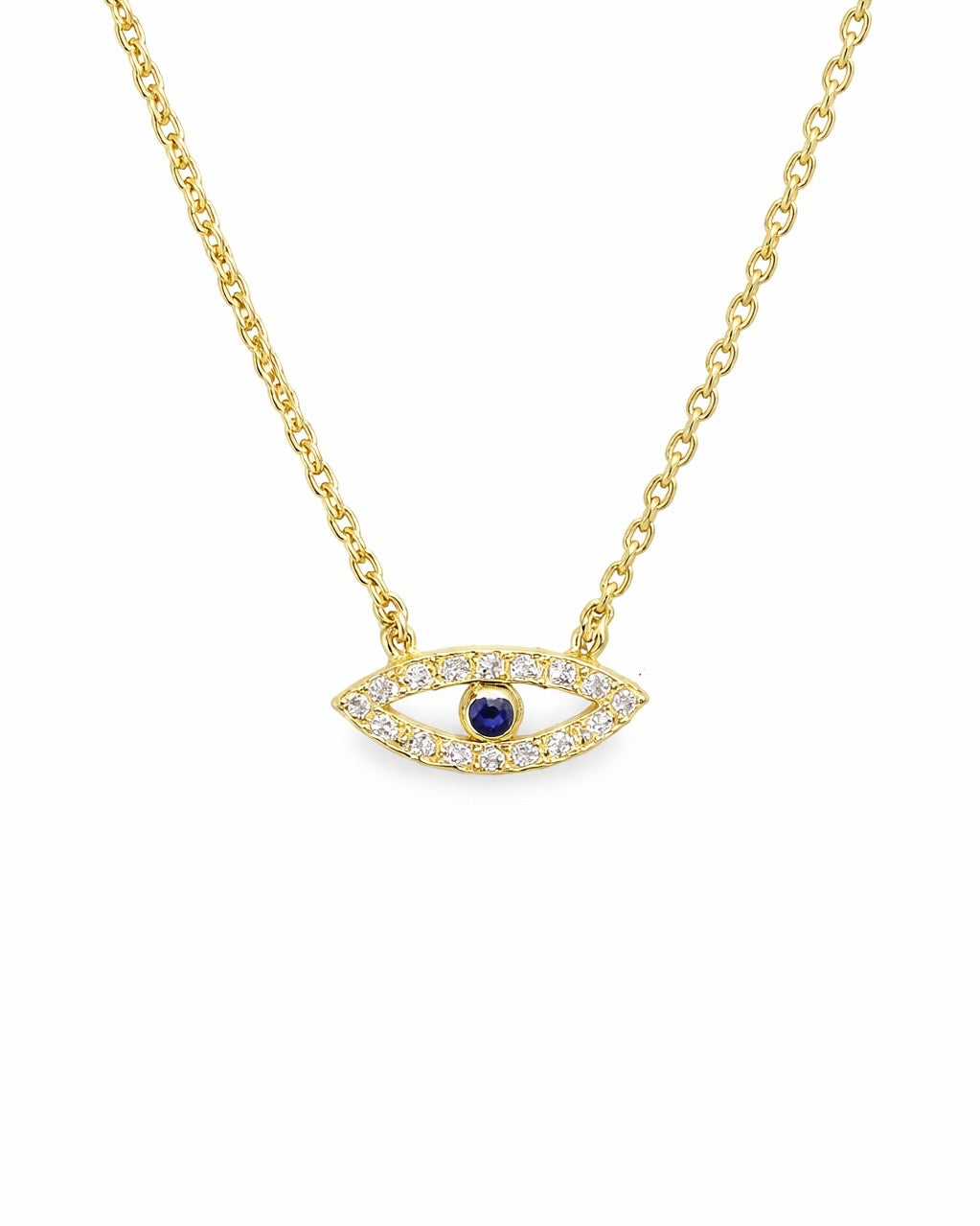 Gold plated evil eye necklace with cubic zirconia pendant