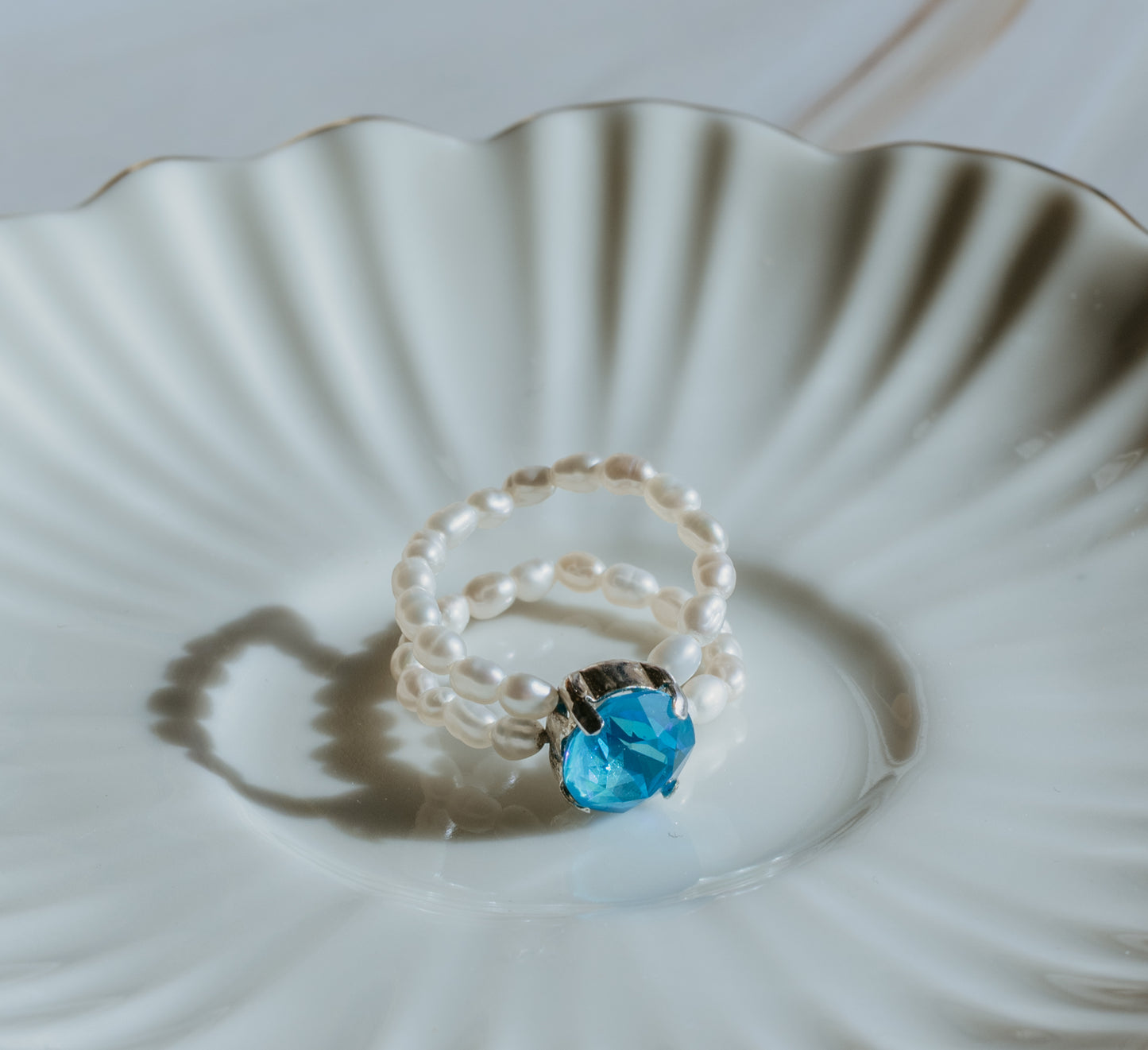 Mira | Double Pearl & Swarovski Crystal Ring