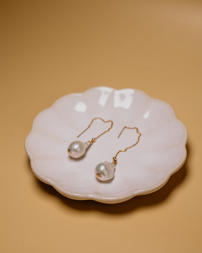 Lira | Baroque Pearl & Gold-Filled Threader Earrings