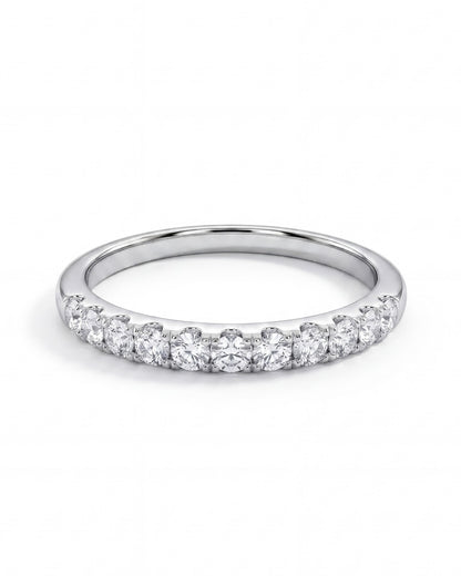 925 sterling silver half-eternity ring with round-cut cubic zirconia, front view